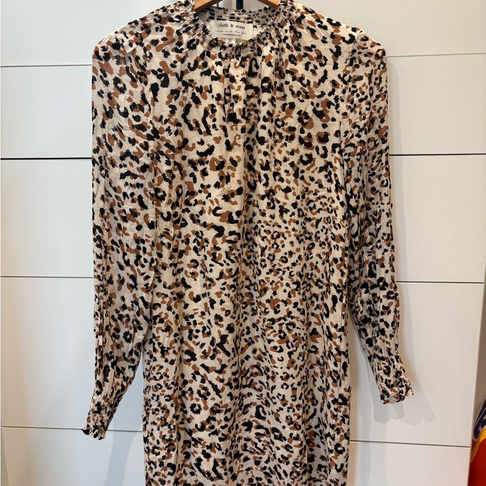 Anthropologie Animal Print Long Sleeve Dress